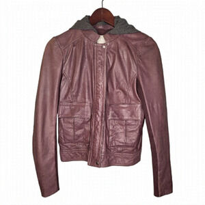 ❤️ HINGE Leather Hooded Jacket. Ladies Size XS